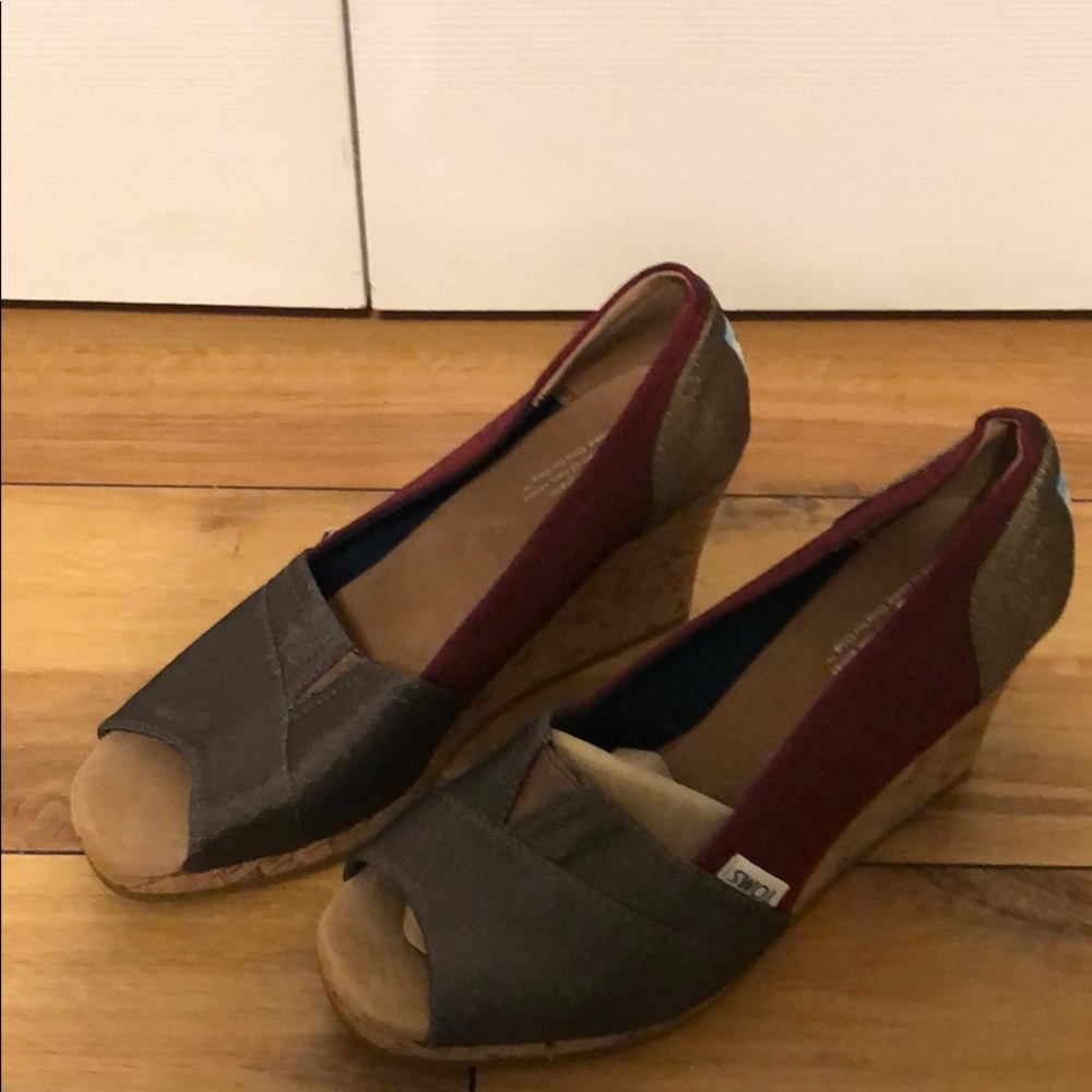 Toms peep toe wedges.